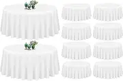 10 Pack White Round Tablecloth 90 Inch Washable Polyester Tablecloths for Round Tables Stain Resistant and Wrinkle Table Cloth Decorative Fabric Table Cover for Dining Wedding Party Banquet Buffet