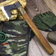 Short Woodsman Axe Bearded Axehead Wooden Handle Small Hatchet Bushcraft Camp