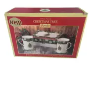 Spode Gift Set Coffee Mugs Cups Coasters Tin Box Christmas Holiday Mistletoe