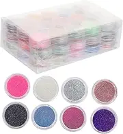 BAZEITFLOW Salon Nail Glitter 45 Colors Set Art Glitter Powder for Nails Face Manicure Decor No Odor Safe