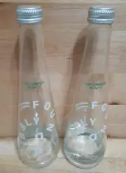 2 EMPTY BOTTLES!!! FOUND BUBBLY SPARKLING WATER CUCUMBER MINT NON GMO EVIAN