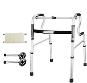 Walker,Shower Chair with Padded Seat,Foldable Rollator Walker with 2 Wheels,Lightweight Walking Frame Mobility Aid - Height Adjustable - Cane Armrest for Elderly Adult Bariatric Handicap Little