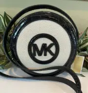 MICHAEL KORS AIDY SMALL CANTEEN CROSSBODY SHOULDER BAG BLACK CROC LEATHER CANVAS