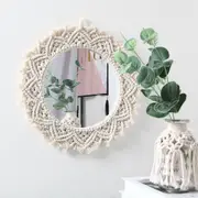 Hand-Woven Macrame Round Mirror