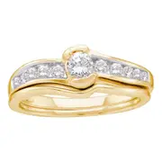 14k Yellow Gold Round Diamond Bridal Wedding Ring Set 1/2 Cttw (Certified)