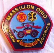Fire Department Massillon routed plaque custom wood patch sign Custom carved