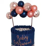 Mini Confetti Latex Balloon Cake Topper Kit - Rose Gold & Navy Blue