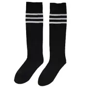 Old School White Stripe on Black Knee High Athletic Sports Tube Sock /5838