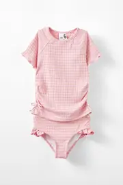 [Cotton On Kids] Cotton On Kids - Florence S/S Rashie And Bikini Bottom Set - Marshmellow/shimmer stripe 6 MARSHMELLOW/SHIMMER STRIPE