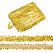 1-Pack Elastic Sequins Trim, 11 Yards 0.8 Inch 2 Row for Crafts [Laser Gold]