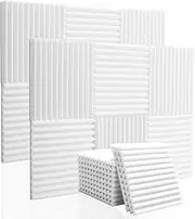 12 Pcs Sound Proofing Panels Acoustic Foam Panels - 12" X 12" X 1" Soundproofing Studio Foam Panels For Studio KTV Soundproof Treatment Paint Pads Fireproof Paper Wall Sticker White