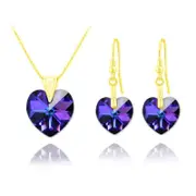24K Gold Heart Pendant Necklace Jewellery Set Heliotrope
