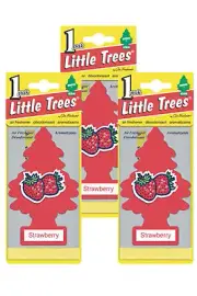 Little Trees Hanging Car and Home Air Freshener, Strawberry Scent - Pack of 3