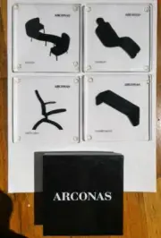 ARCONAS Modernist Furniture Set Of Four-4 lucite Acrylic MCM Coasters-New In Box
