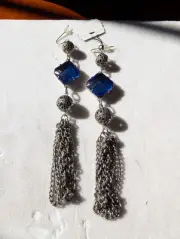 Alex & Ani Blue prism silver Tassel Earrings
