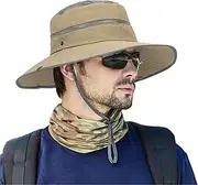 [XuoAz] Outdoor Sun Hat for Men Women, Wide Brim UV Protection Bucket Hat, Foldable Safari Boonie Cap