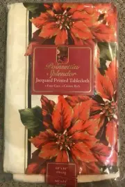 NEW BENSON MILLS CHRISTMAS Tablecloth POINSETTIA SPLENDOR 60" x 84" * NW