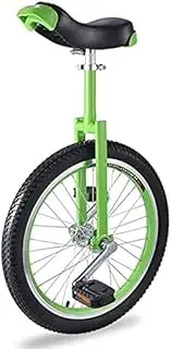 FREEZYMAN 20 Inch Unicycle for Adults Kids, Steel Frame, One Wheel Balance Exercise Fun Bike for Teens Men Woman Boy Girl, Mountain Outdoor ( Color : Green )