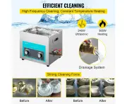 Ultrasonic Cleaner with Heater & Timer, 10L Stainless Steel, Versatile Use