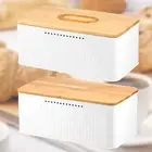 Bread Box with Bamboo Lid Metal Bread Container Breathable Bread Bin MayJG