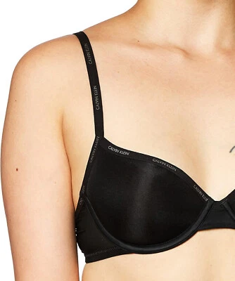 Calvin Klein Women's Sheer Marquisette Lightly Lined Demi Bra-Size:32C-Black