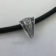 Antiqued Sterling Silver Marcasite Triangle Filigree Scroll Pendant Bail #33352