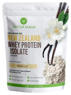 Antler Farms - 100% Grass Fed New Zealand Whey Protein Isolate Vanilla Flavor...
