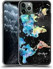 Head Case Designs Officially Licensed Nature Magick Blue Yellow on Space Stars Watercolor World Map Teal Pink Gel Case [Military Grade Protection] Compatible with Apple iPhone 11 Pro Max