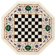 18" Marble Side Table Decorative Semi Precious Stone Handicraft Home Furniture