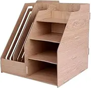 Wooden Desktop Storage Bins Organizer for Home Office Desk Tidy Stationary Storage Cabinet with Drawers