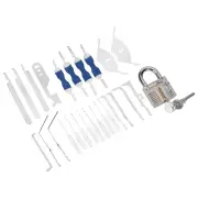 32PCS Practice Lock Picking Kit Transparent Padlock Stainless Steel Picks Ergonomic ABS Handles Comprehensive Learning S