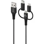 Comsol Lightning/USB-C/Micro to USB-A MFi Cable 1.2m Black