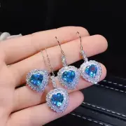 Natural Topaz Jewelry Set / Natural Topaz Ring Pendant Earrings