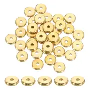 100 Pcs Brass Spacer Beads, 8mm Flat Round Beads Metal Heishi Bead, Gold