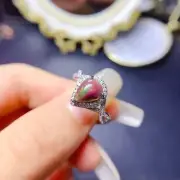 Black Opal Pear Shape Ring, Natural Fire Opal Women's Ring Gold Plated Silver