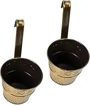 MERRYHAPY Hanging Flower Pots Set of 2 Metal Railing Planter Rustic Style for Garden Decor