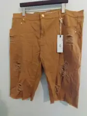 Argonaut Nation Men's Size 42 Wheat Colored Destroyed/Distressed Shorts