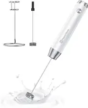 Rechargeable Milk Frother with Stand, Lunafro Handheld Electric Foam Maker Water