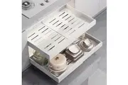 ACA White Kitchen Storage Shelf Organizer Sliding Cabinet Basket Pull Out Drawer 43.5-68x42x7.5cm