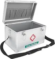 SOESFOUFU Portable Aluminum Alloy Medicine Box Organizer Capacity Storage Container with Shoulder Strap for Family Use Emergency Preparedness Travel Home Medicine Storage