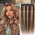 Real Remy Human Hair Thick One Piece Clip In Hair Extensions 3/4 Full Head Weft