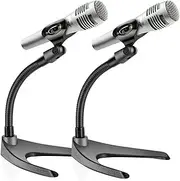 Pyle Universal Adjustable Desktop Microphone Stand - Tabletop Mic Holder Low Profile Mic Stand w/Flexible 8.2'' Gooseneck Mount & U Shape Base - Table Tops, Desk, Podium, Counter Use - PMKS8X2 (Pair)