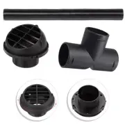 Sleek Black Design 42mm Pipe Ducting T Piece & Vent for Diesel Heaters