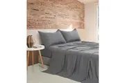 Vintage Washed Microfibre Sheet Set with 1 Pillowcase - Grey - Single