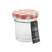 48PK Glass & Co Cleo Glass Jar Herb/Food Container w/ Checked Lid Clear/Red 40ml
