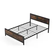 Giantex Industrial Queen Size Metal Bed Frame w/Headboard & Footboard Platform Bed Brown