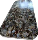 Black Agate Dining Counter Table Handmade Geode Crystal Random Art Home Deco