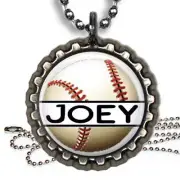 Personalized Your Name Baseball Bottle Cap Necklace & Chain Custom Any Name