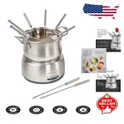 8-Cup Fondue Pot with Adjustable Control & 8 Fork Set - Fun Family Entertainment