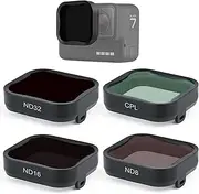 GEPULY 4 Pack Camera Lens Filter CPL ND8 ND16 ND32 Filter for Hero 5/Hero 6/Hero 7 Black, Neutral Density & Polarizing Lens Filter Kit Protector for GoPro 5 6 7 Black Accessories
